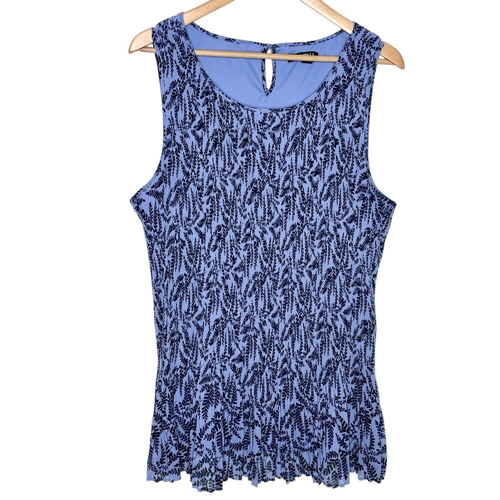 Roz & Ali Crinkle Sleeveless Tank Top Periwinkle Purple Womens 2X Floral